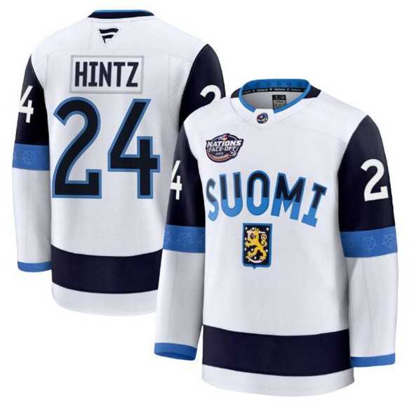 Mens Finland #24 Roope Hintz White 2025 4 Nations Face-Off Premium Stitched Jersey Dzhi->2025 4 nations face-off->NHL Jersey